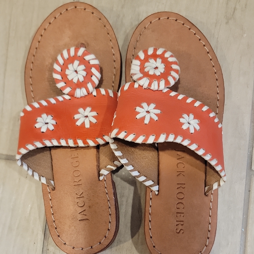 Jack Rogers Coral Sandals with White Details